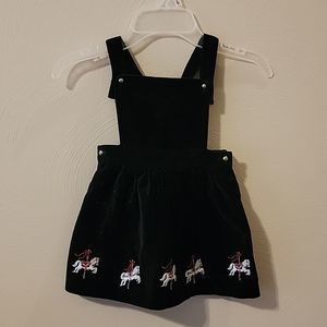 JANIE AND JACK BLACK VELVET HOLIDAY CAROUSEL DRESS, SIZE 12-18 MONTHS